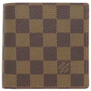 Louis Vuitton Portefeuille Marco Bi fold Wallet Damier Canvas Ebene Brown